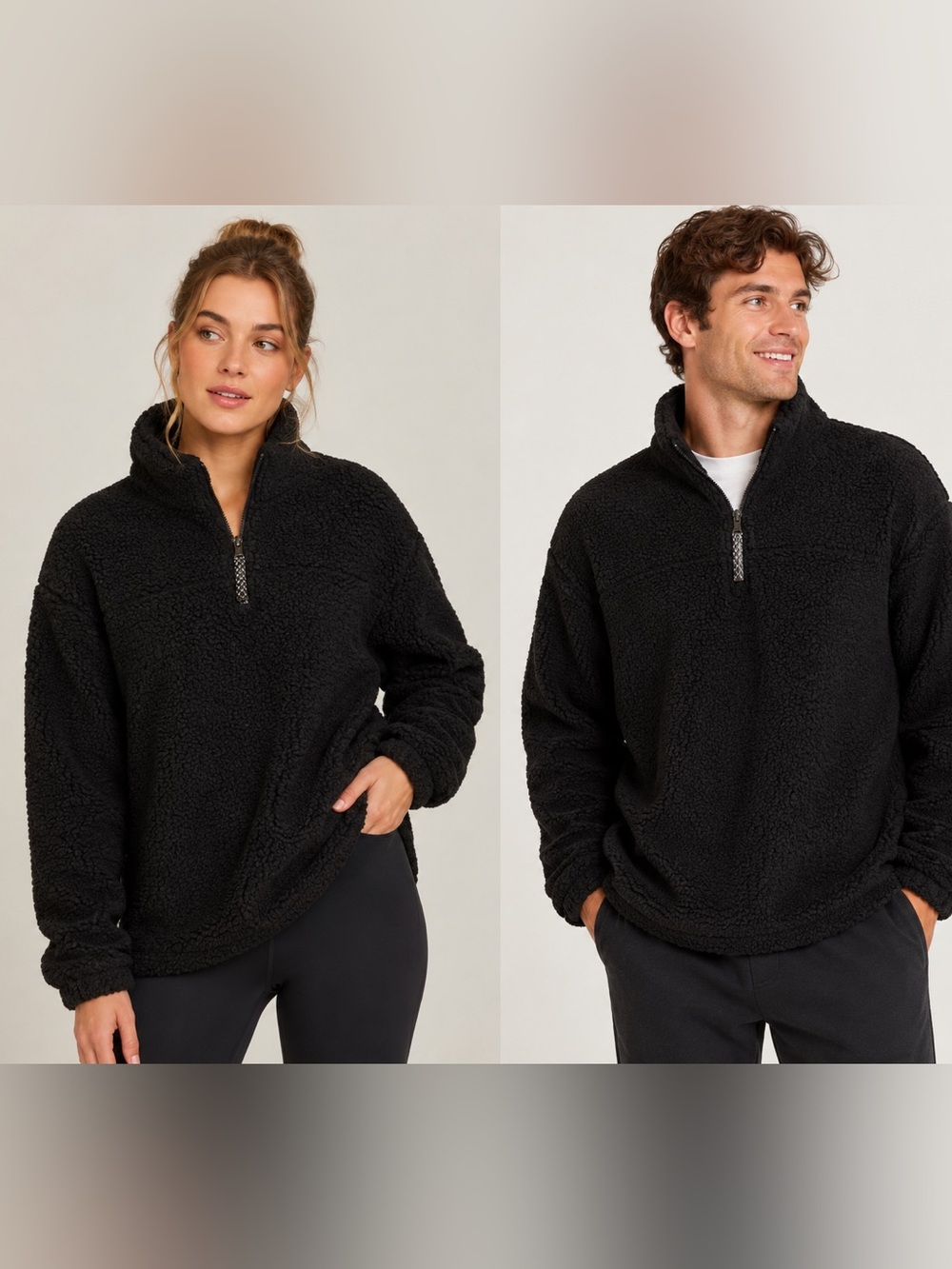 NWT boxercraft Unisex Black Sherpa Half-Zip Pullover